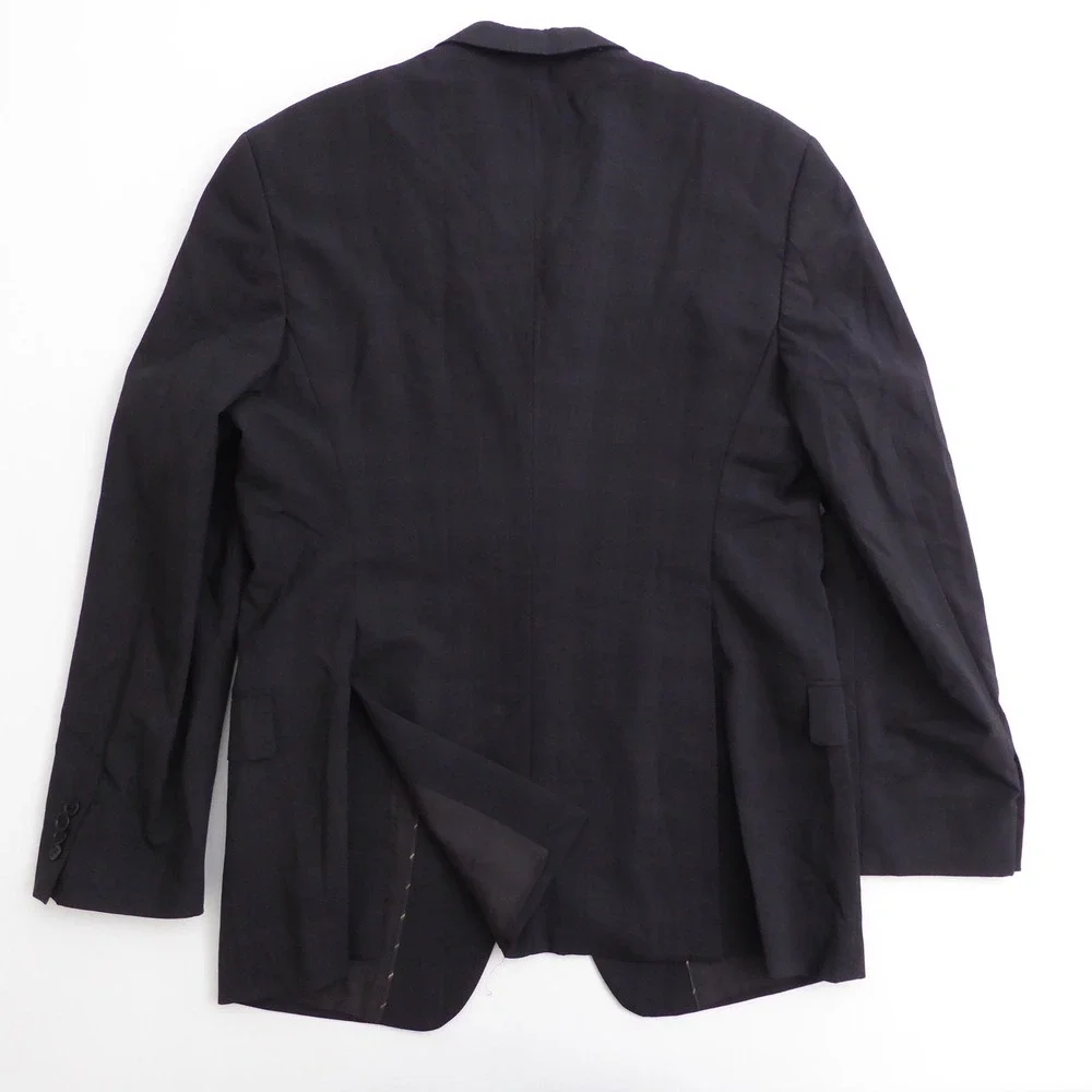 John Varvatos USA Mens Blazer Black Bedford Plaid Wool 46R